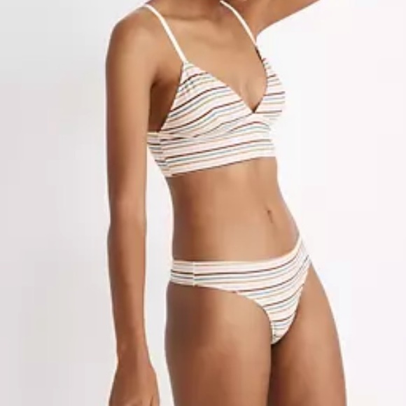 Madewell Cotton-Modal® Kealy Longline Bralette in rainbow stripe - Picture 2 of 9